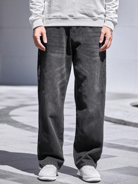 A-Flash Men Relaxed Barrel Fit Jeans — Dark Grey