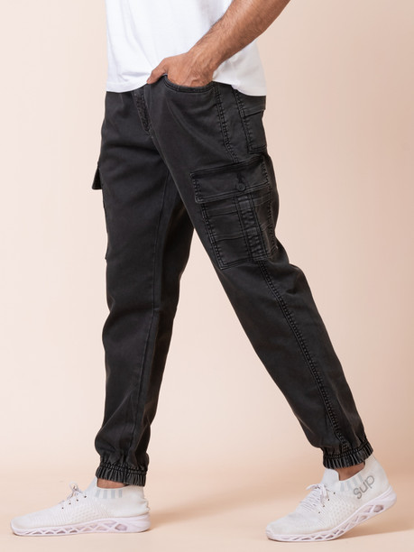 A-Flash Men Cargo Jeans — Black