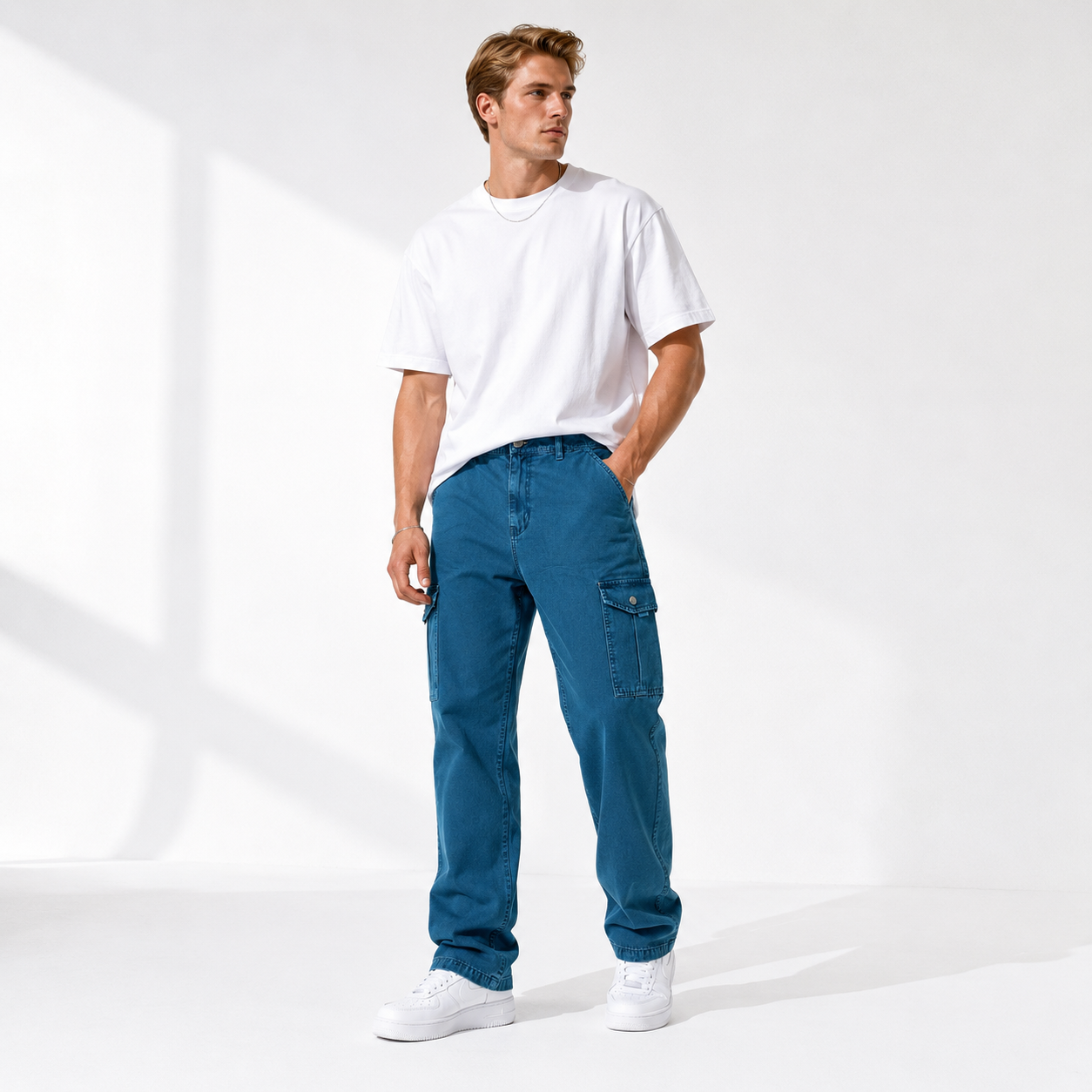 A-Flash Men Six-Pocket Cargo Denim