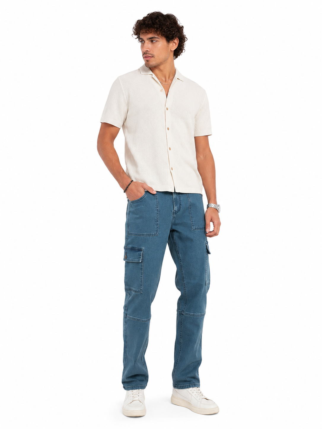 A-Flash Men Relaxed Fit Denim Cargo