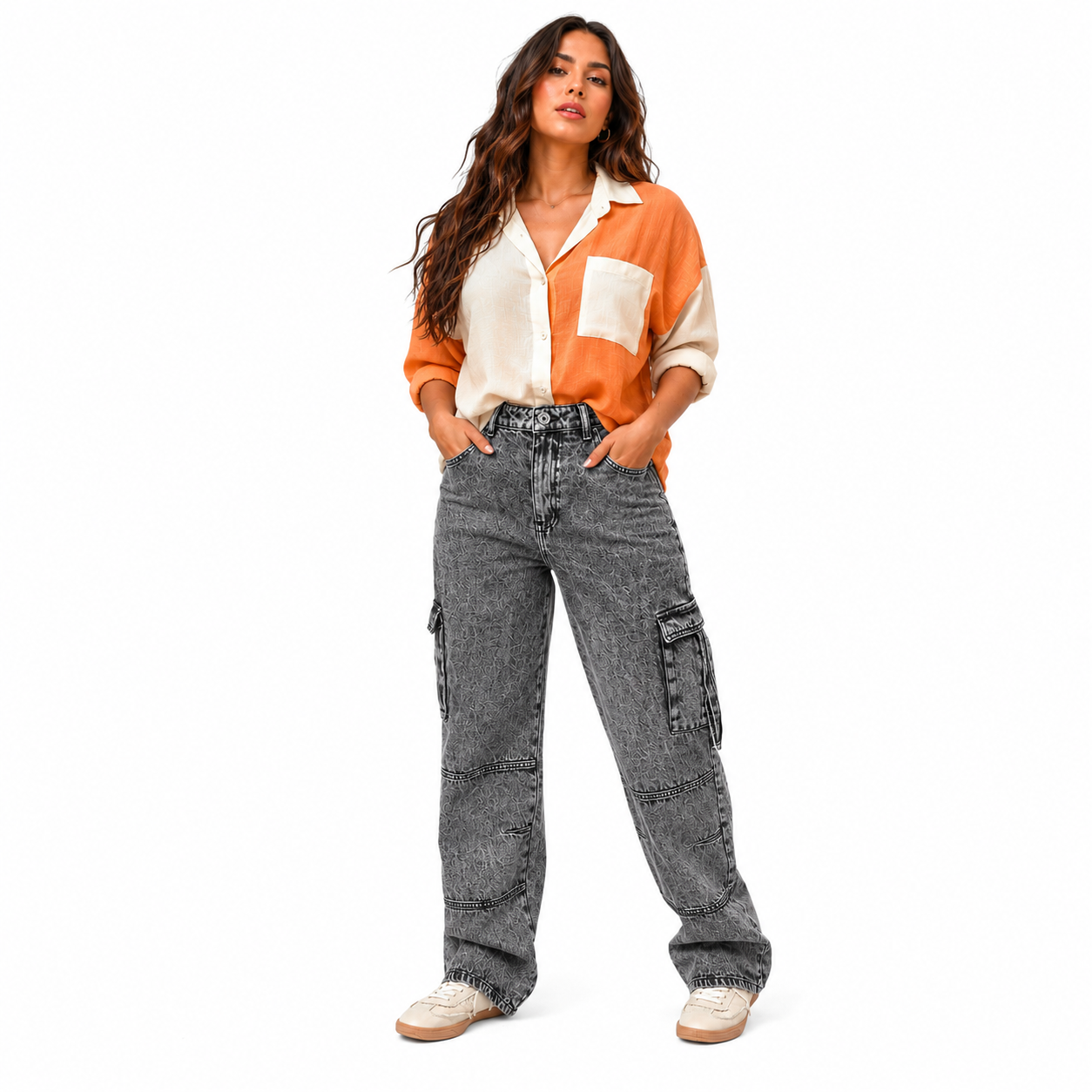 A-Flash Women Baggy Cargo Jeans