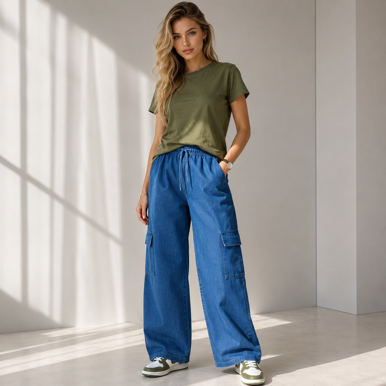 A-Flash Women Cargo Palazzo Pants — Alternate
