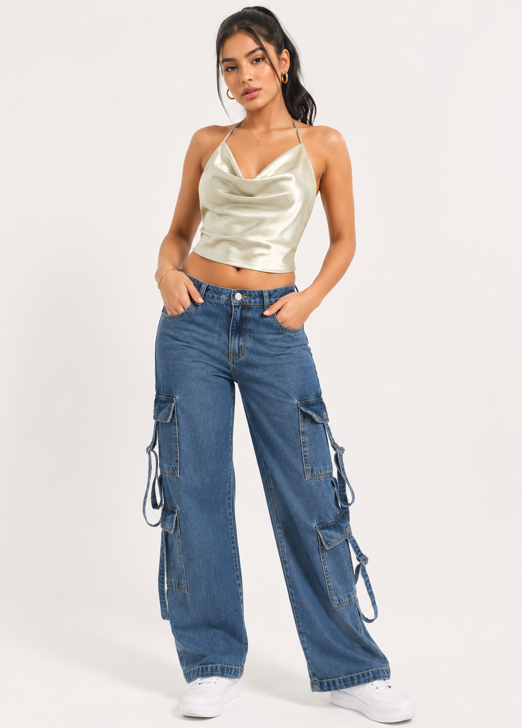 A-Flash Women Relaxed Straight-Leg Cargo Trousers