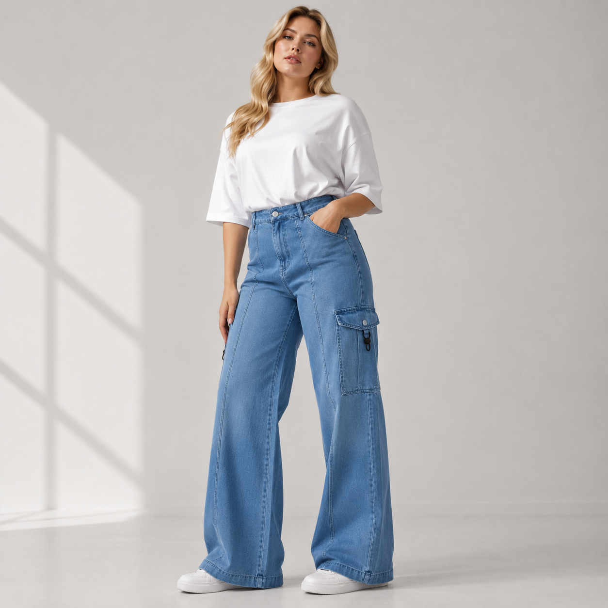 A-Flash look — women's palazzo denim