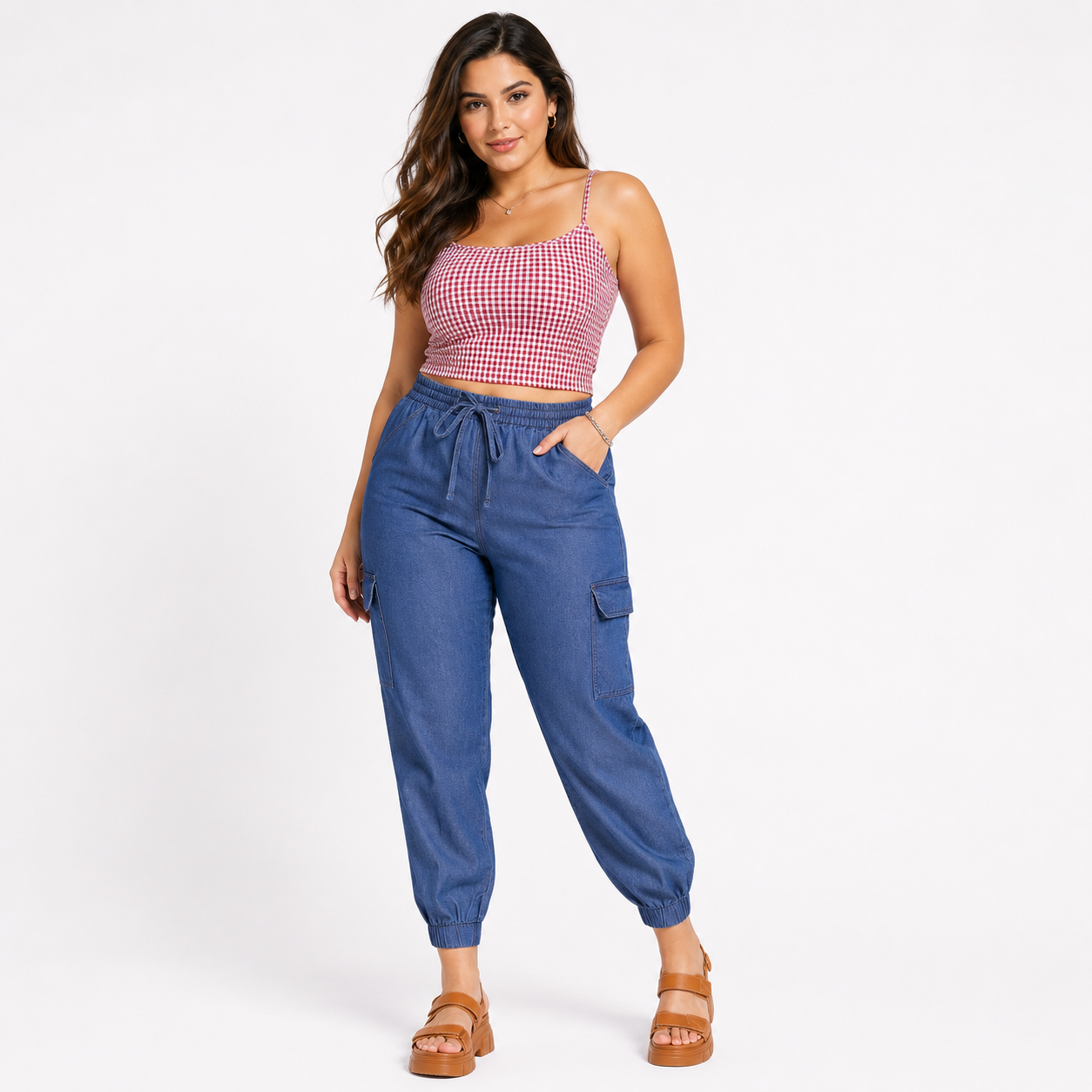 A-Flash Women Tie-Up High-Rise Utility Trousers